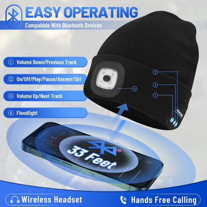 Beanie with Light and Music bluetooth